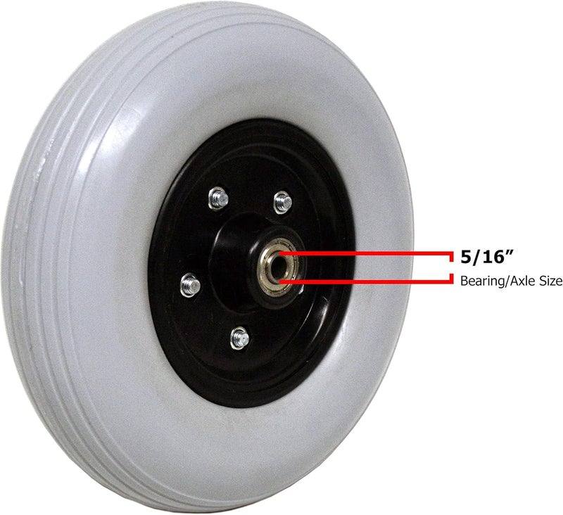 Alco 8" x 2" (200x50) Heavy Duty Wheel (Each) for Jazzy, Pride, Jet Power and Many Other Standard Wheelchairs. Firm Tread for Easier Rolling (Grey). 5/16" (8 mm) Bearing, 2-3/8" (60 mm) Hub Width - Image 2